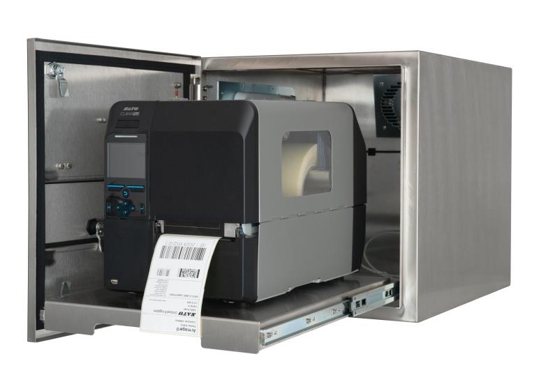 Et IP65 kabinet til SATO industrielle etiketprintere med installeret SATO CL4NX etiketprinter
